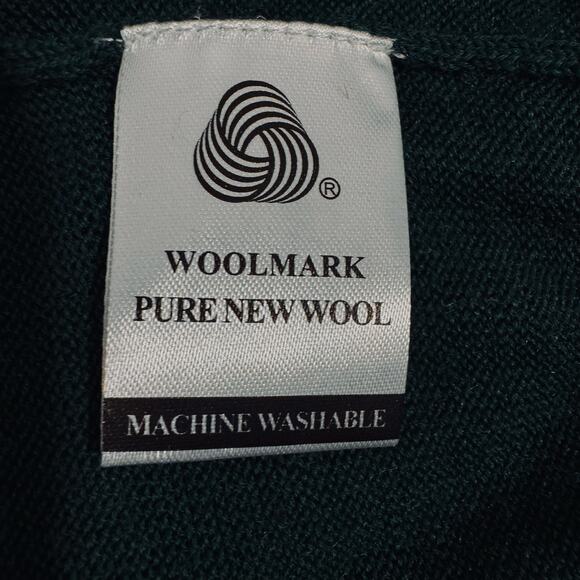 Lot of 2 Fields Classics Mens Large 100% Soft Wool Green Navy Sweater Washable - Picture 8 of 10